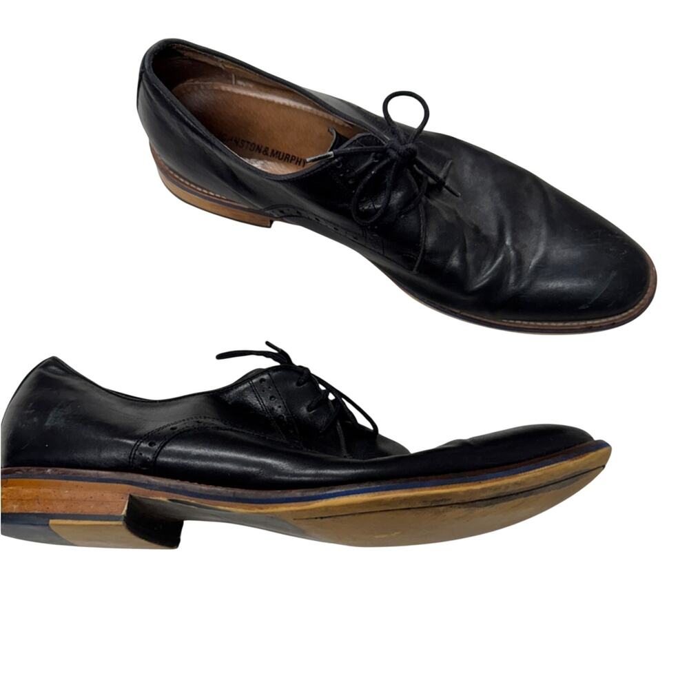 Johnston & Murphy Black Leather Oxford Lace Up Dress Shoes Mens 13 Classic